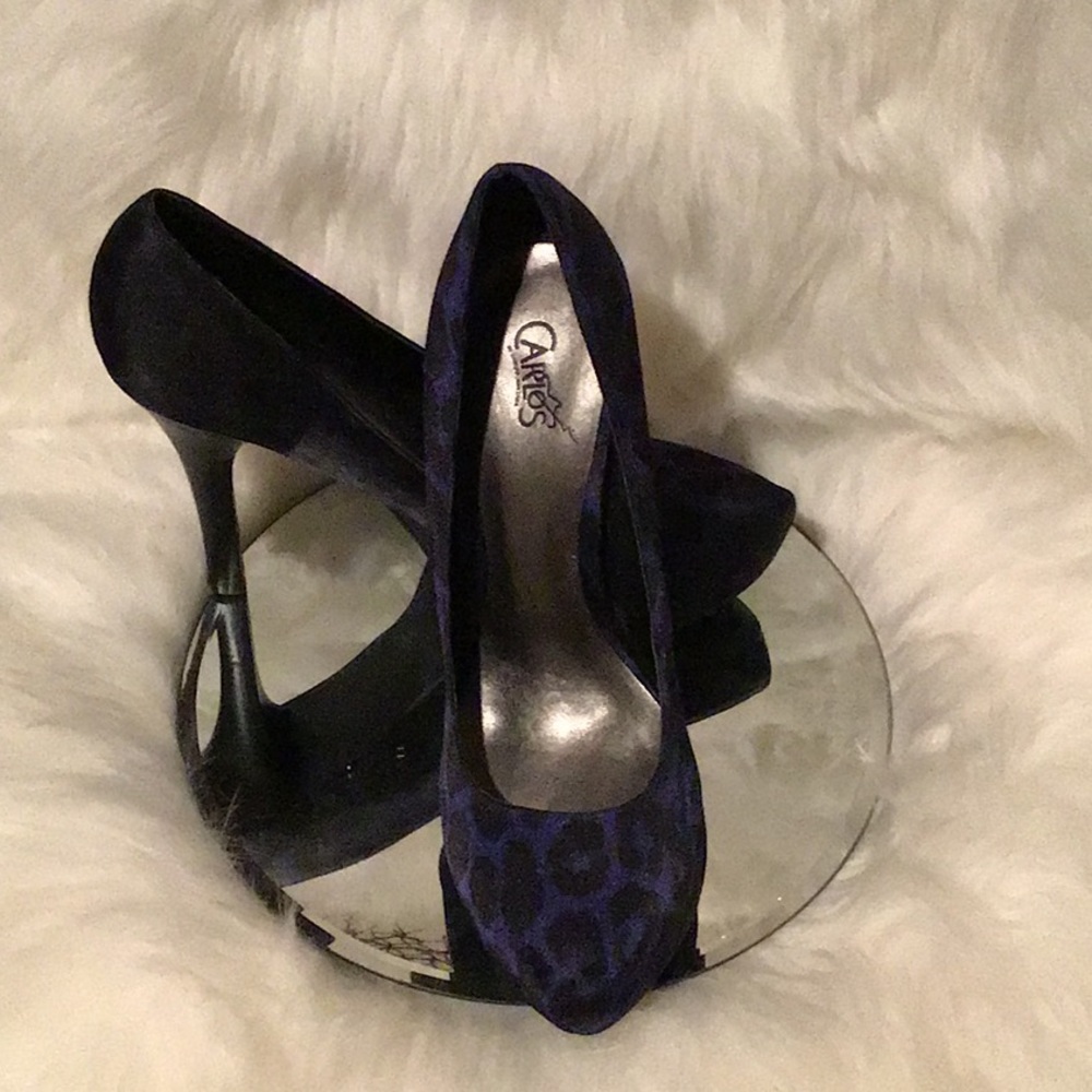 ✨CARLOS SANTANA BLUE ANIMAL PRINT PLATFORM HEELS✨ - Picture 7 of 7